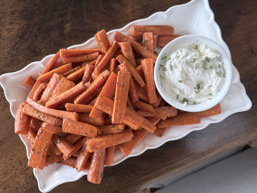 Garlic & Herb Roasted Carrots with Honey Whipped Goat Cheese